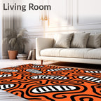 Bright Orange Abstract Sausage Swirl Rug