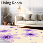 Whimsical Purple Daisy Meadow Rug