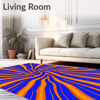 Vibrant Blue Orange Swirl Energy Rug