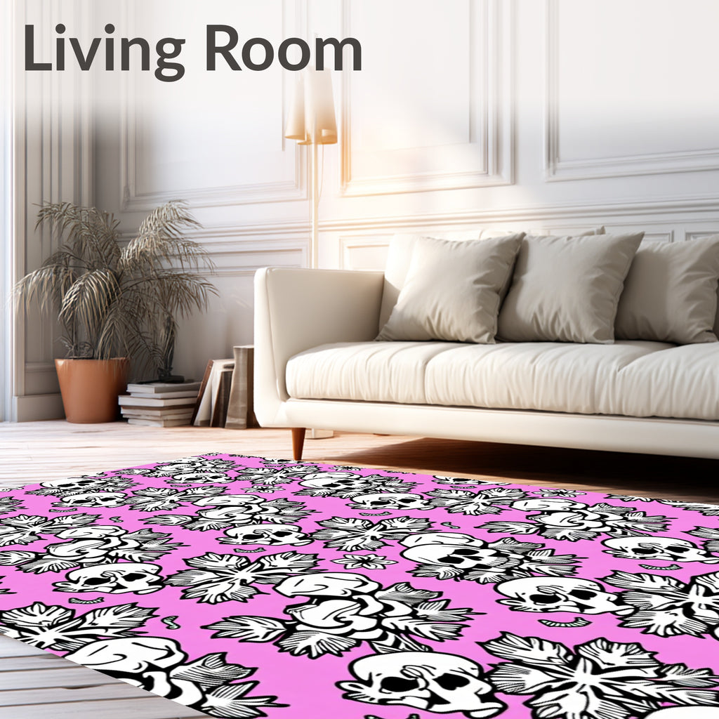 Pink Skull Floral Medallion Rug