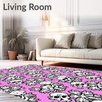 Pink Skull Floral Medallion Rug
