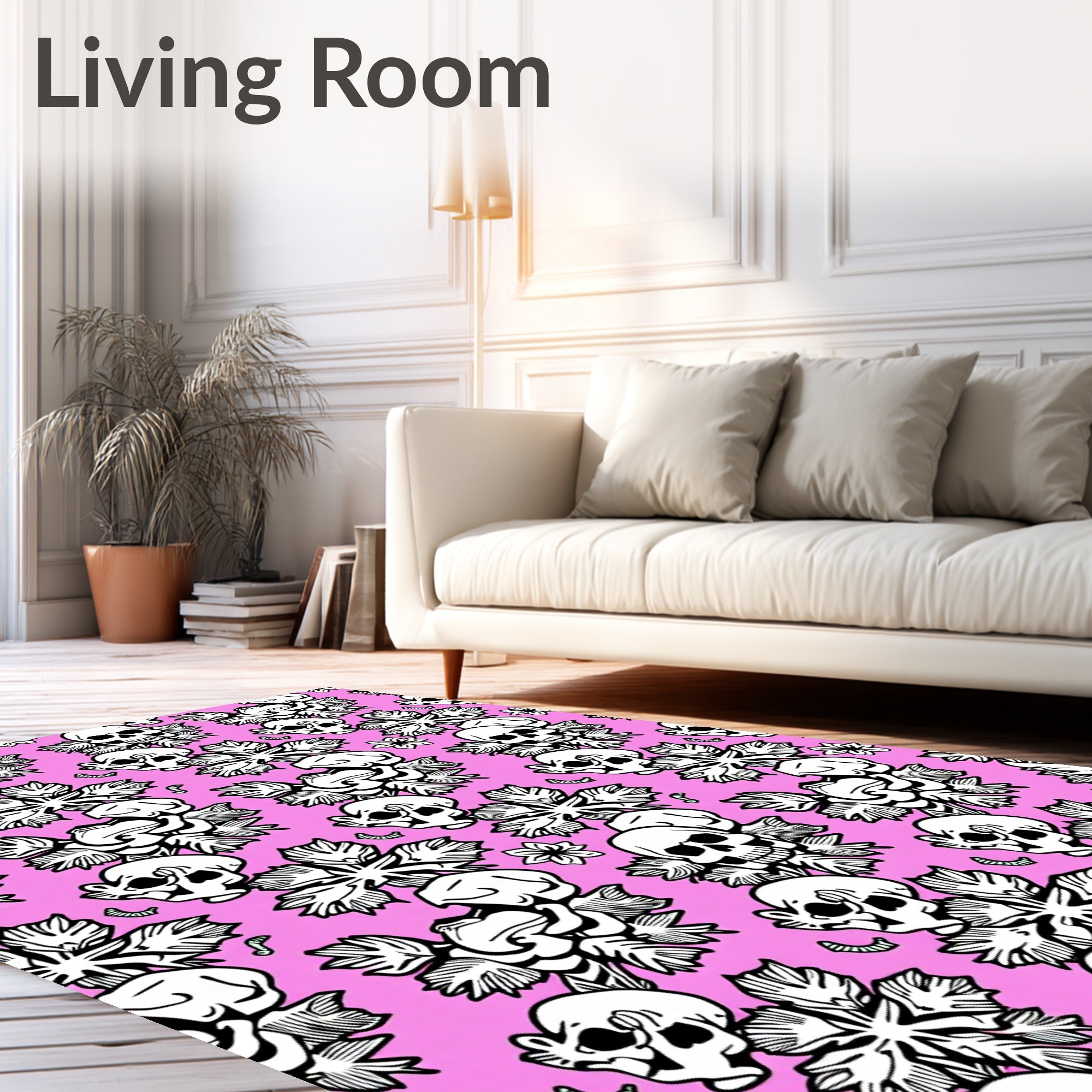 Pink Skull Floral Medallion Rug