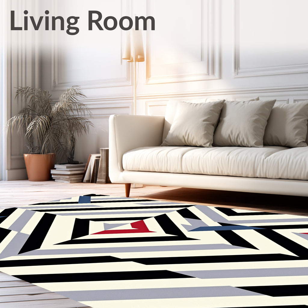 Modern Geometric Color Block Stripe Rug