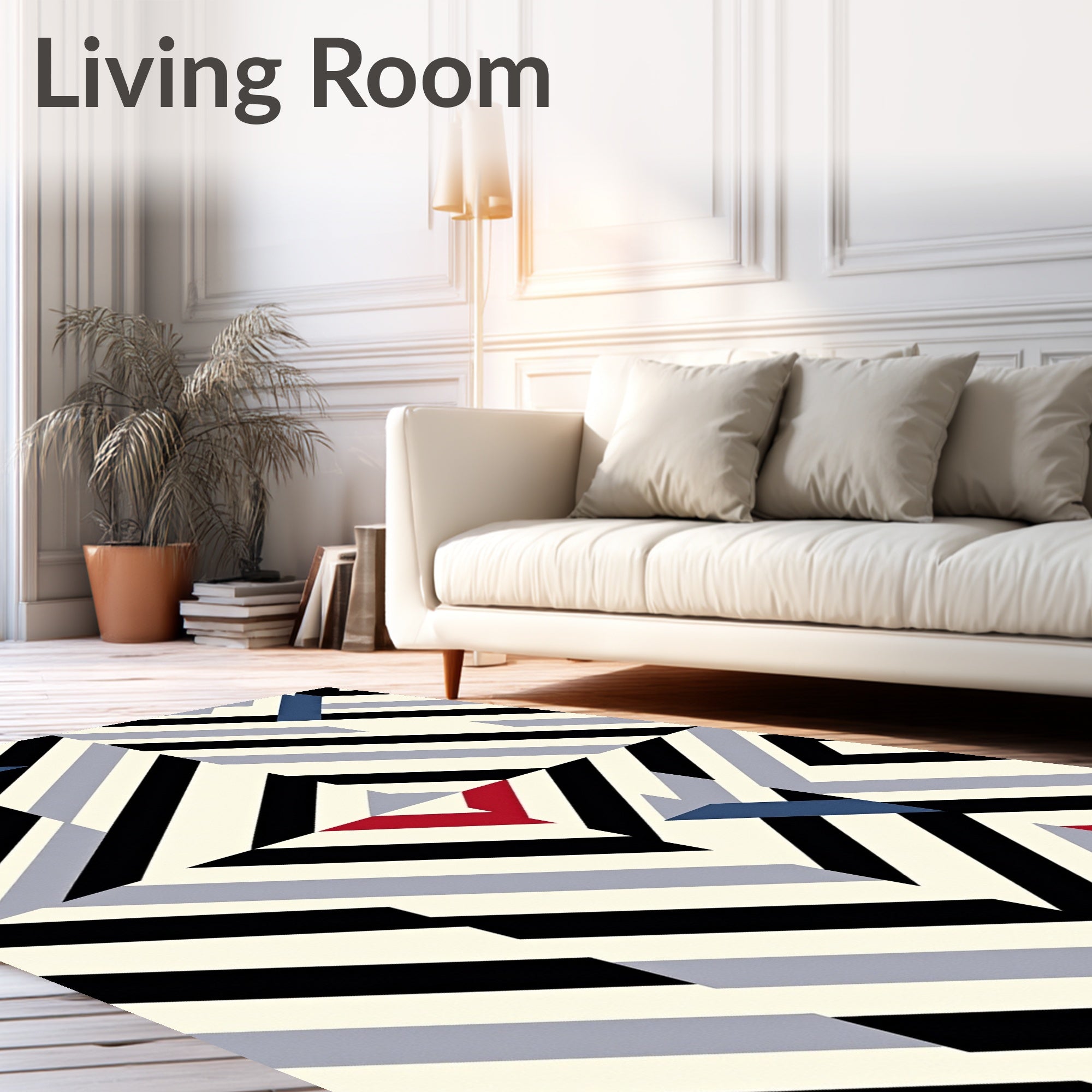 Modern Geometric Color Block Stripe Rug