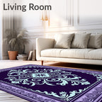 Regal Lilac and Teal Scroll Medallion Rug