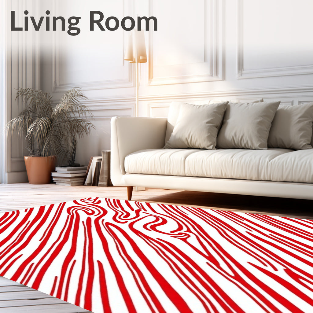 Crimson Red Wood Grain Swirl Rug