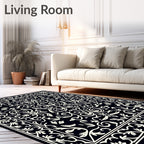 Elegant Ivory Baroque Foliate Design Rug