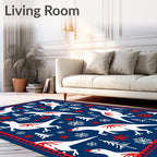 White Dinosaurs In Snowy Forest Rug