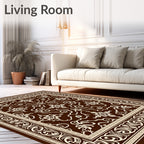 Rich Brown Garden Scroll Rug