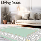 Classic White Floral Swirl Frame Rug