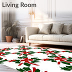 Holiday Red Holly Leaf Wreath Rug