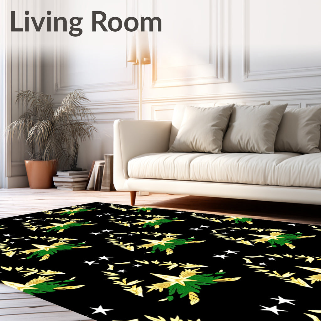 Gold Laurel Star And Leaf Arrangement Rug