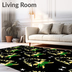 Gold Laurel Star And Leaf Arrangement Rug