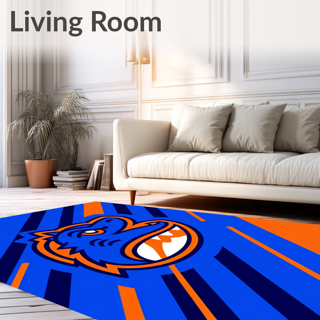 Aggressive Blue Orange Reptile Stripes Rug