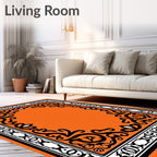 Vibrant Orange Filigree Border Rug