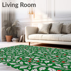 Emerald Green Holly Berry Foliage Rug