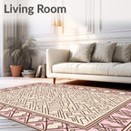 Pink Abstract Geometric Maze Rug