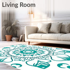 Teal Medallion Mandala Art Rug