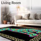 Vibrant Teal Abstract Dog Frame Rug