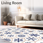 Navy Snowflake Medallion White Holiday Rug