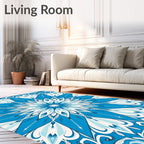 Radial Blue Petal Symmetry Rug