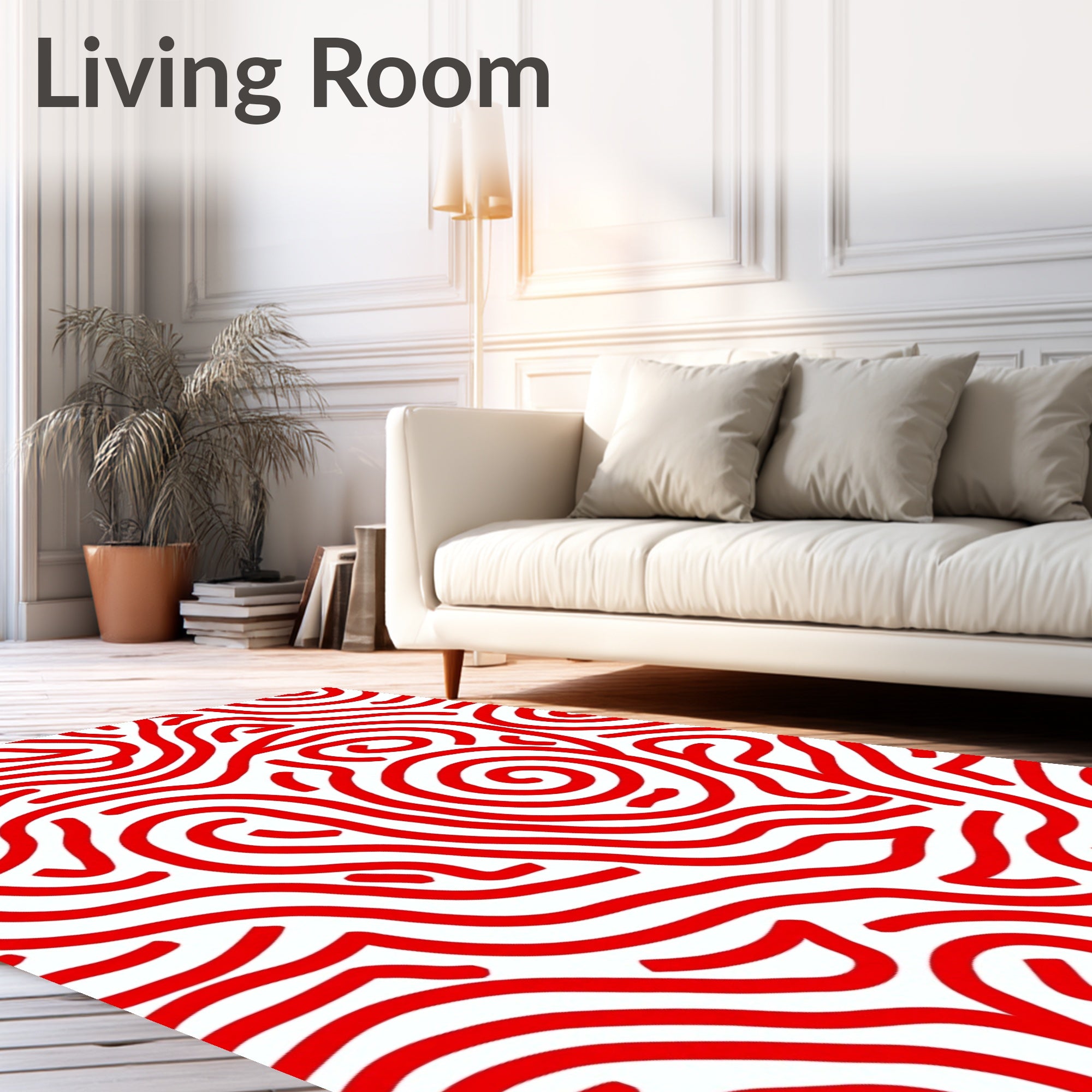Crimson Wavy Organic Lines Rug