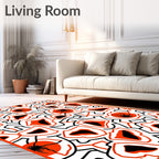 Bold Orange Black White Abstract Organic Rug