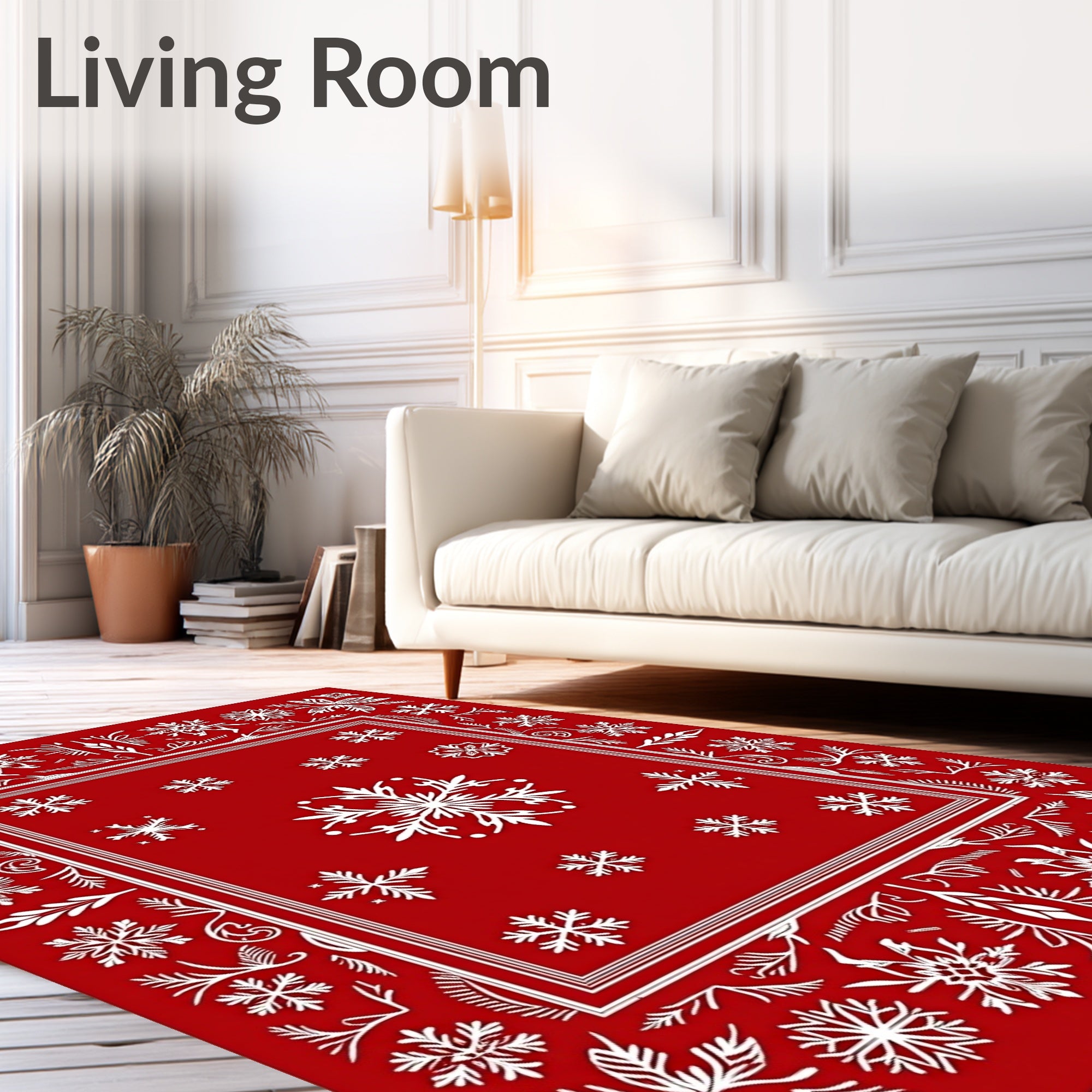 Crimson Snowflake Border Medallion Rug