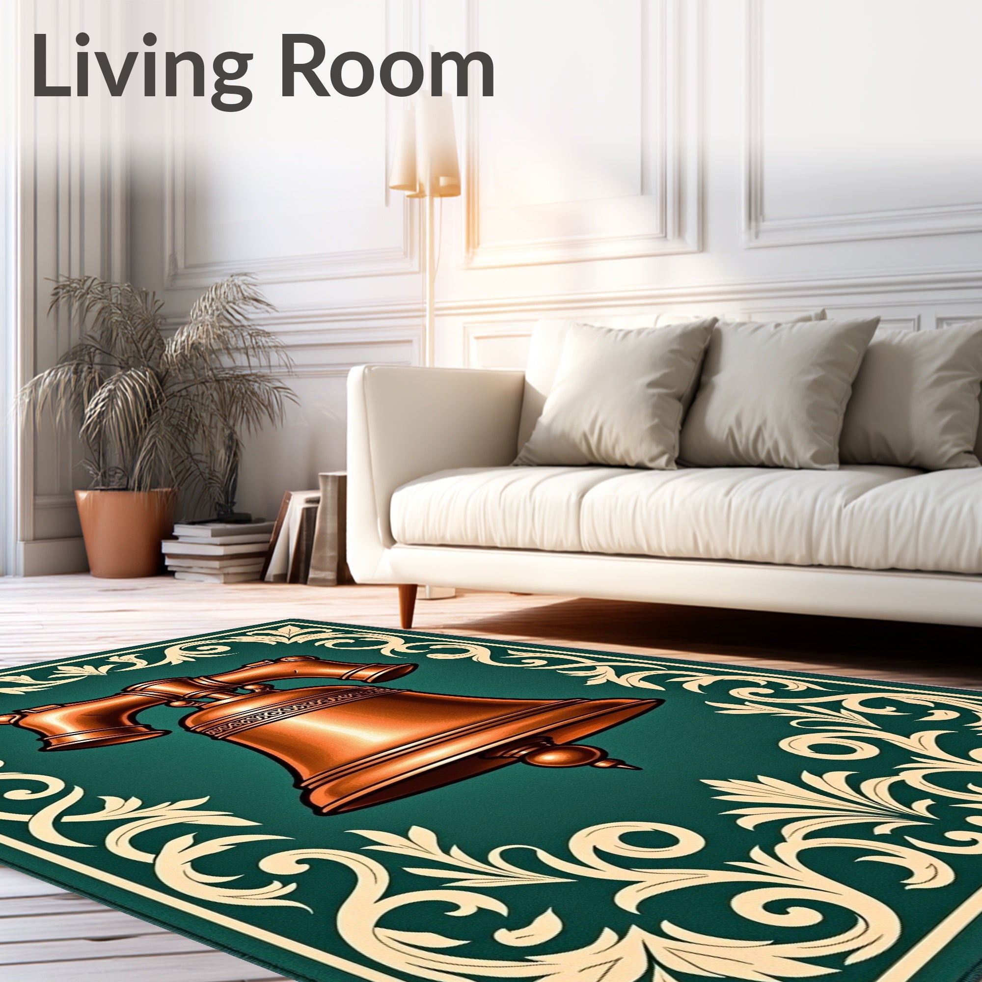 Classic Copper Bell Floral Frame Rug