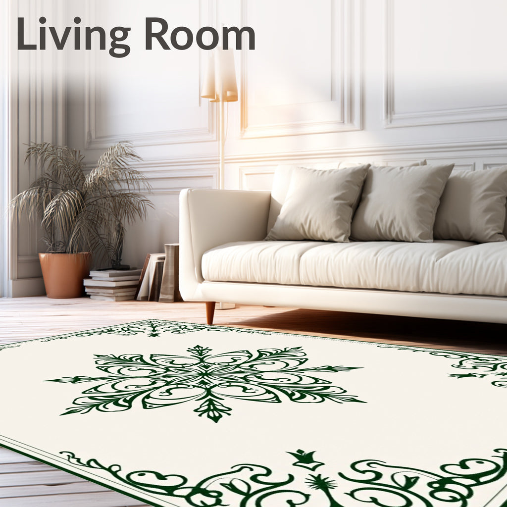 Dark Green Vintage Floral Medallion Rug