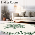 Dark Green Vintage Floral Medallion Rug