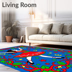Vibrant Dancer Red Green Border Rug