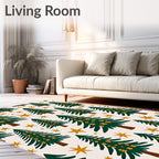 Green Evergreen Starry Night Trees Rug