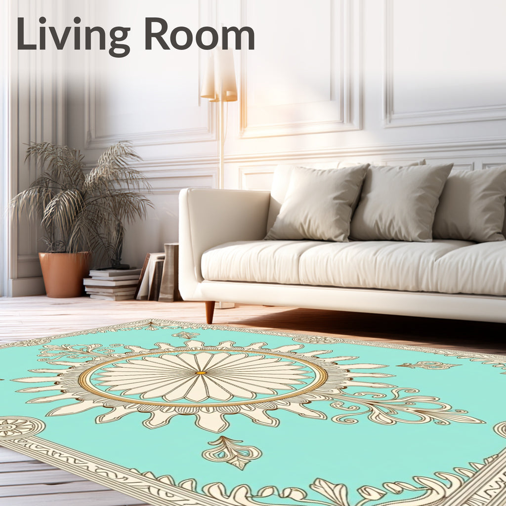 Aqua Palace Medallion Artwork Rug