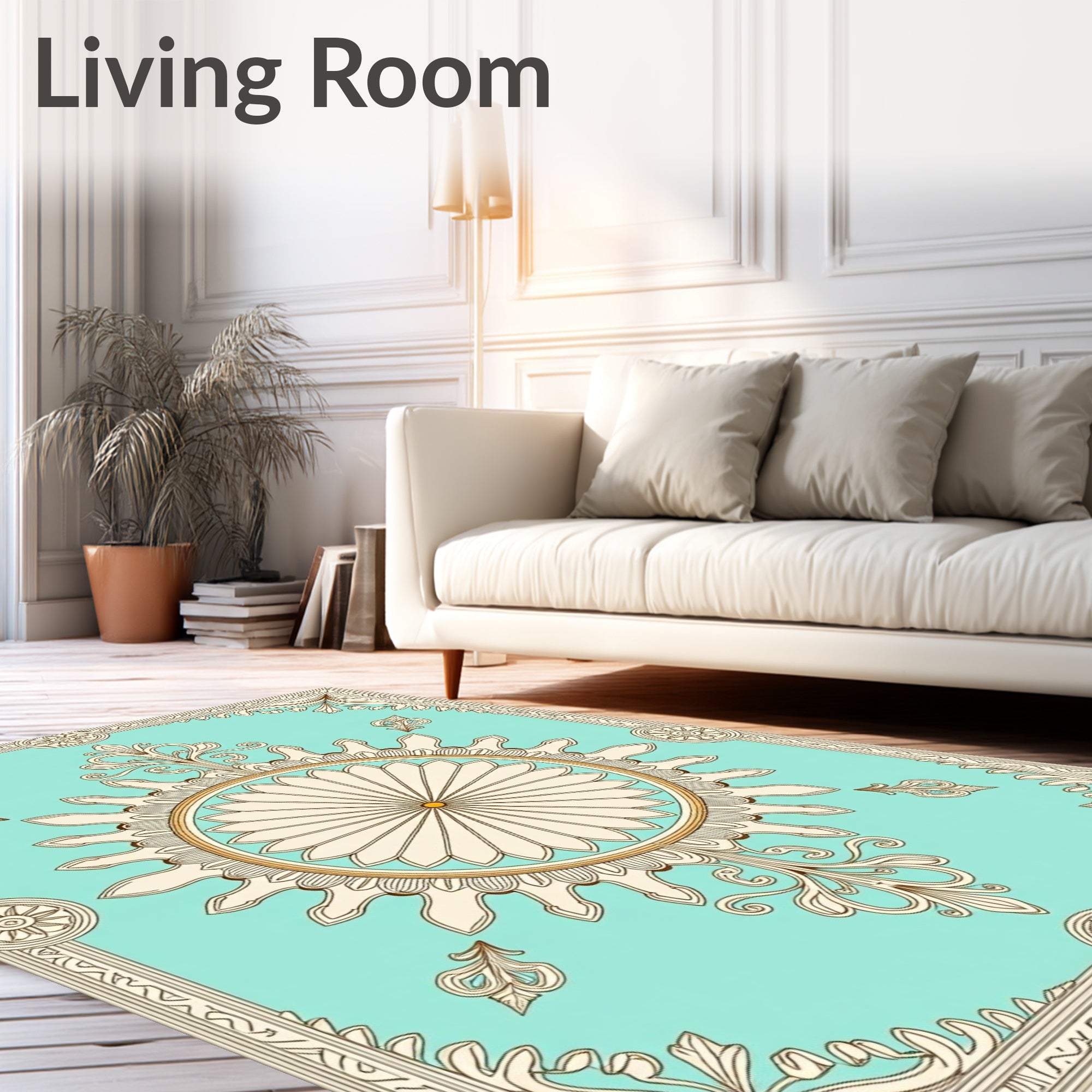 Aqua Palace Medallion Artwork Rug