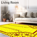 Bright Yellow Baseball Stitch Graphics Rug