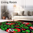 Jolly red sloth holly berries Rug