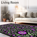 Vibrant Pink Violet Floral Garden Rug