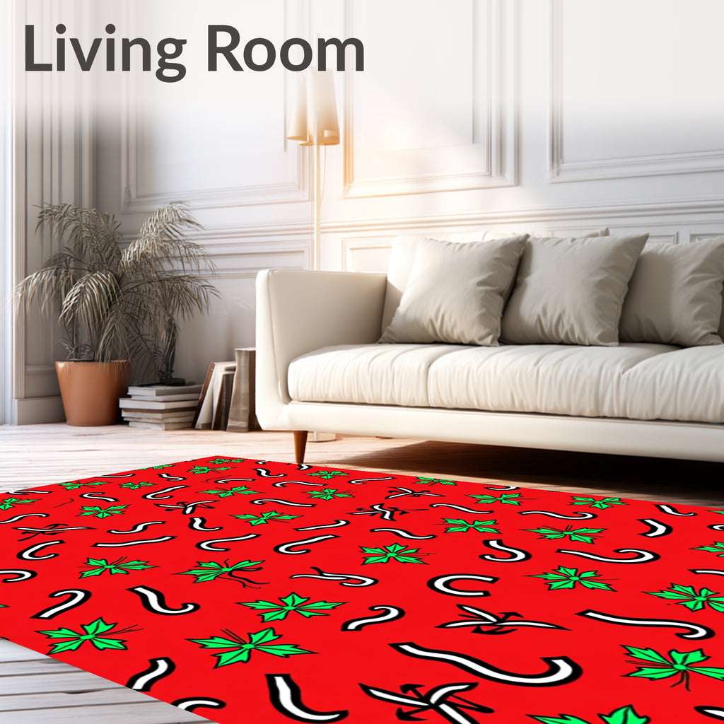 Red Green Holly Swirls Rug