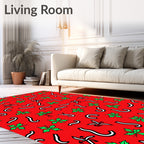 Red Green Holly Swirls Rug