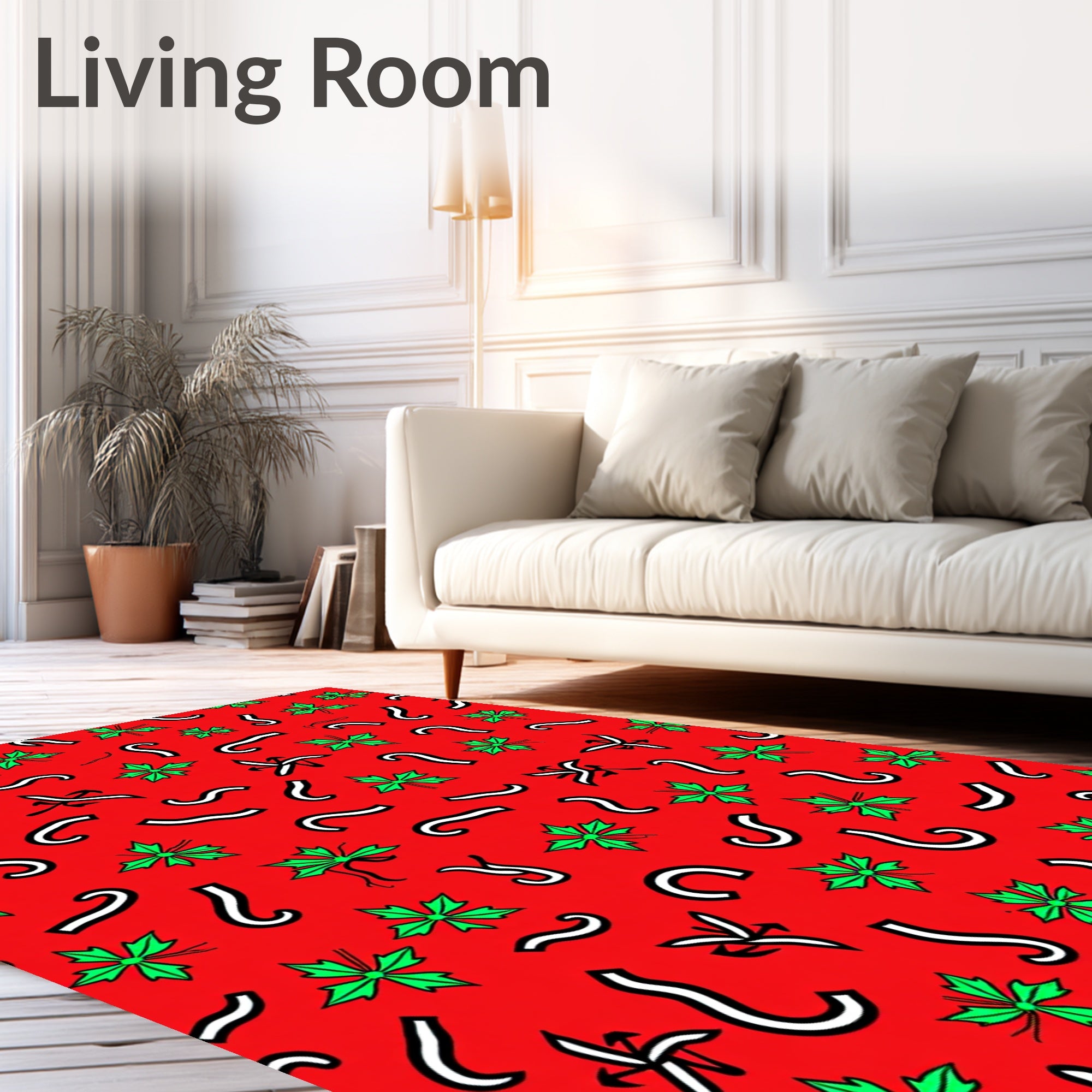 Red Green Holly Swirls Rug