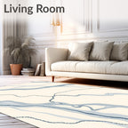 Serene Blue River Abstract Lines Rug