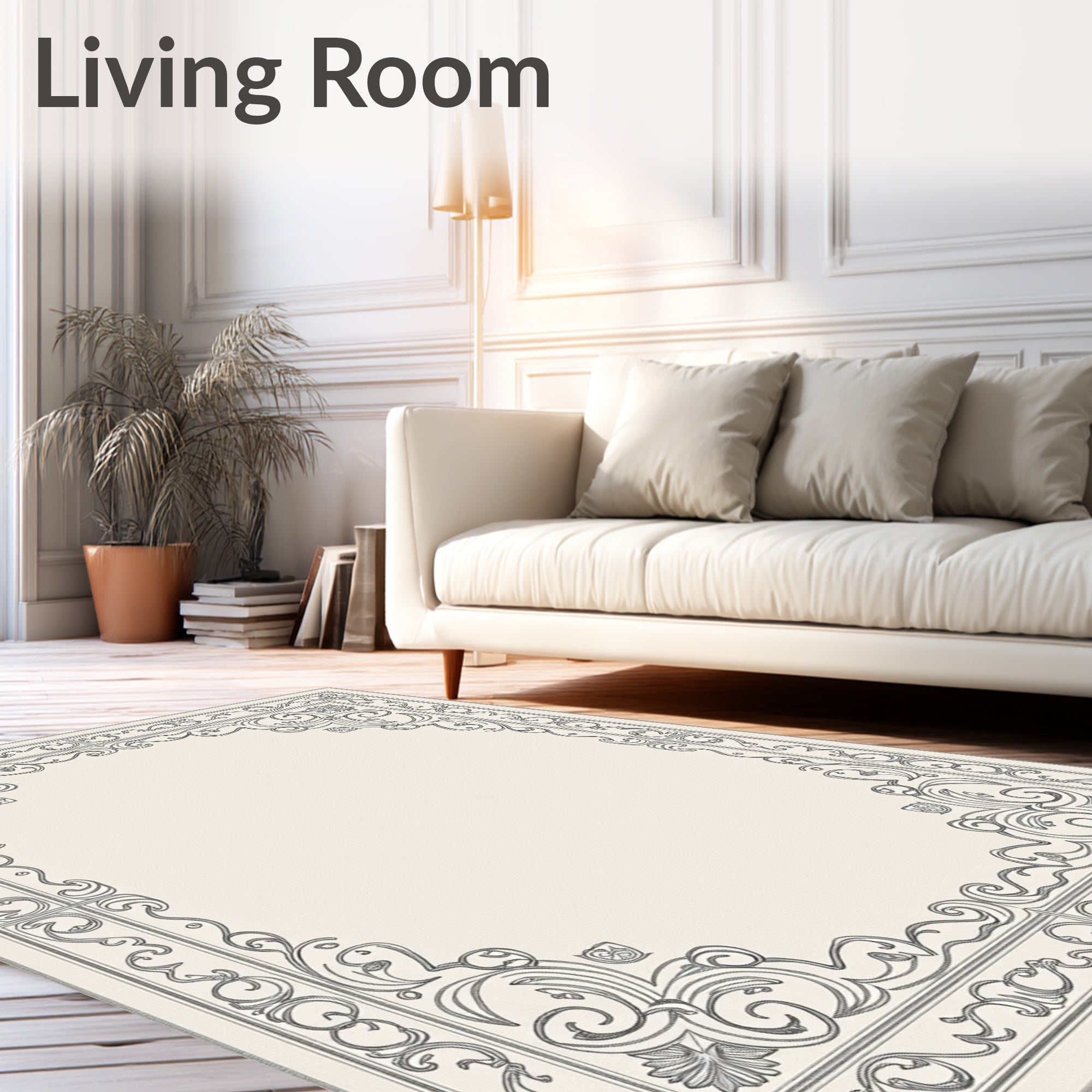Classic Ivory Scroll Border Rug