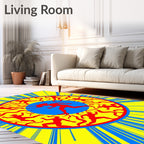 Crimson Runners in Blue Sunburst Rug