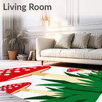 Whimsical Red Spotted Mushroom Garden Rug