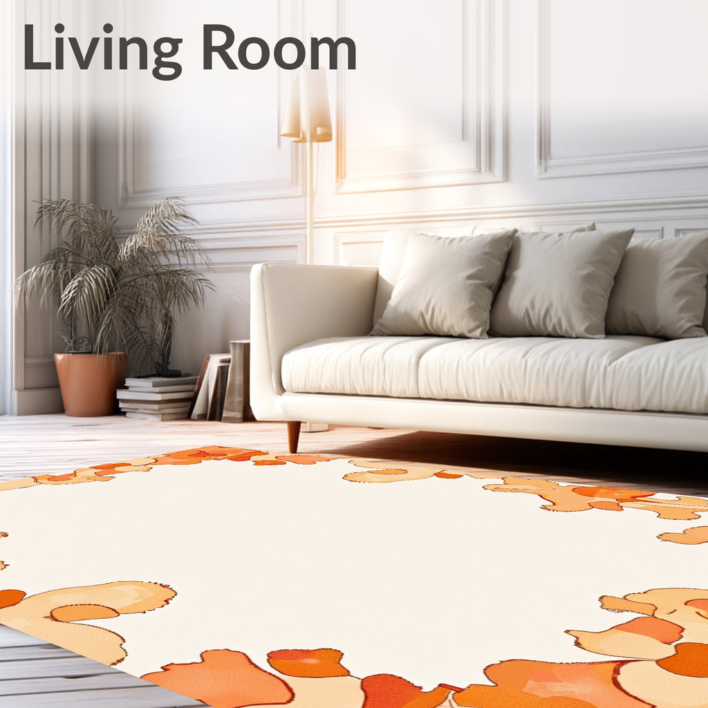 Warm Coral Organic Border Rug