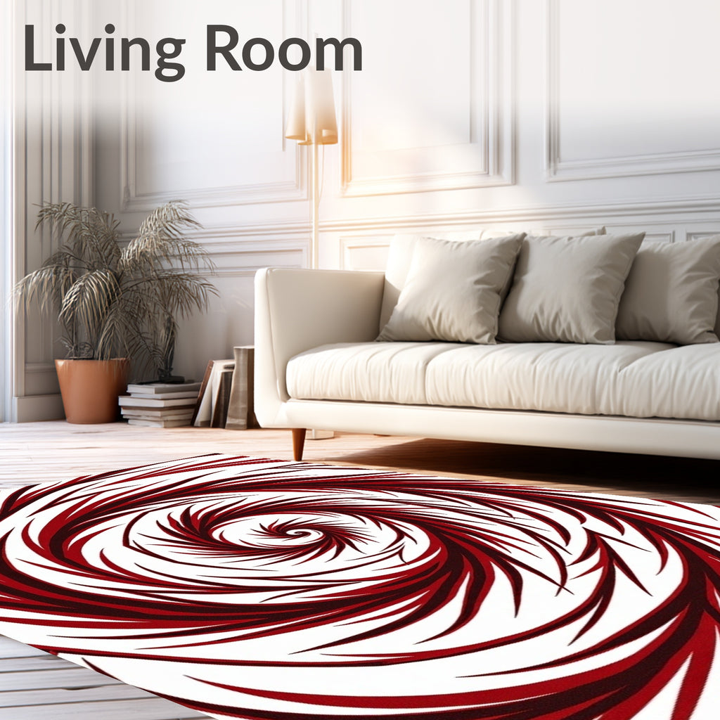Crimson Spiral Whirling Abstract Rug