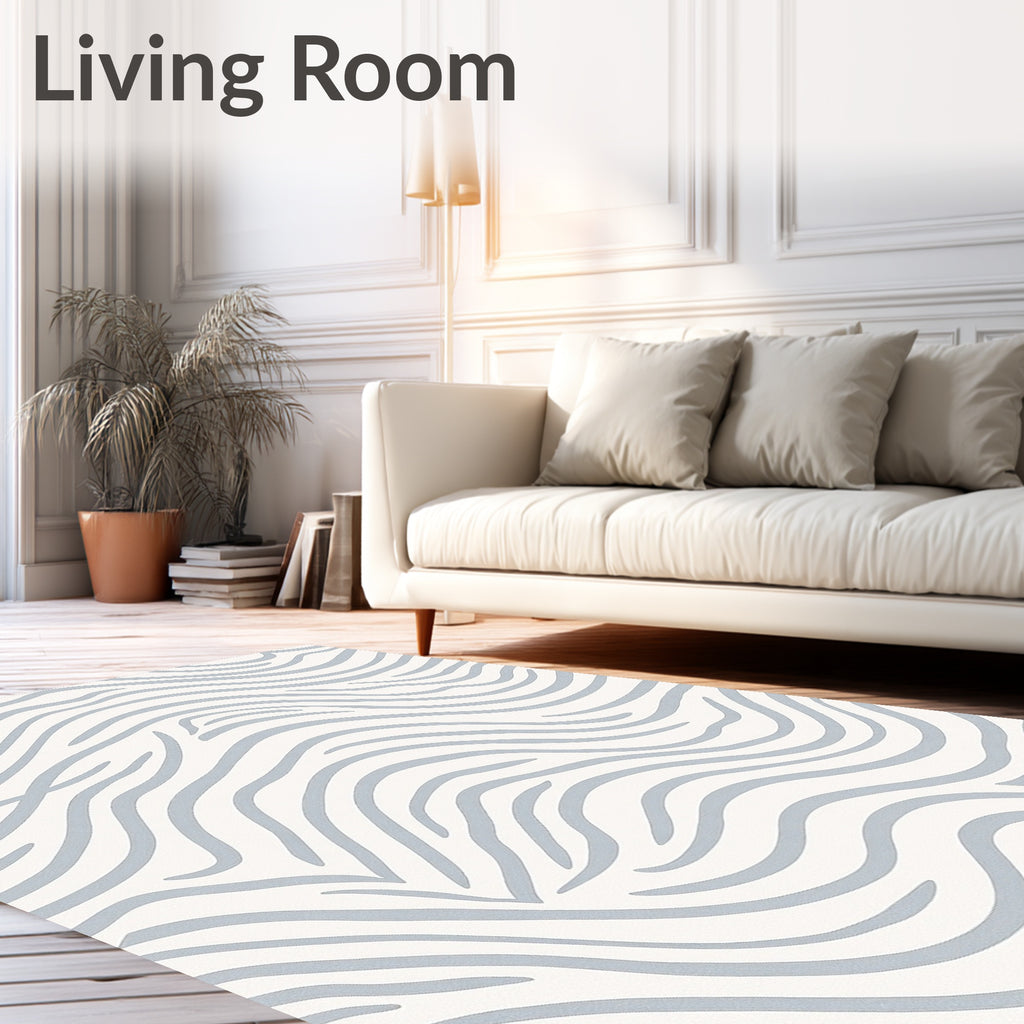 Soft Blue Wave Organic Lines Rug