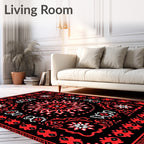 Crimson Black Snowflake Medallion Rug
