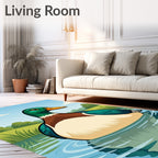 Whimsical Mallard Duck Pond Art Rug